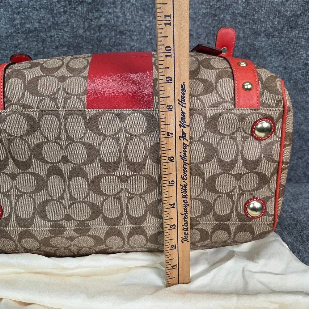 Y2K Coach Heritage Signature Coral Stripe XL Double Zip Satchel RARE 2000s VTG